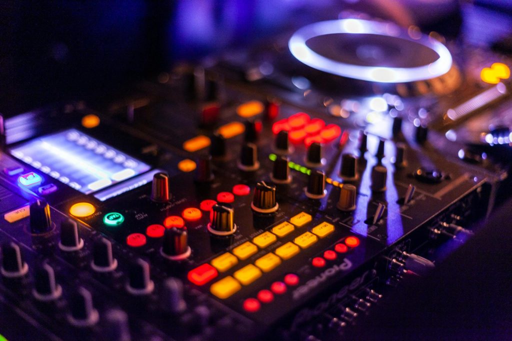 close up photo of lighted dj controller